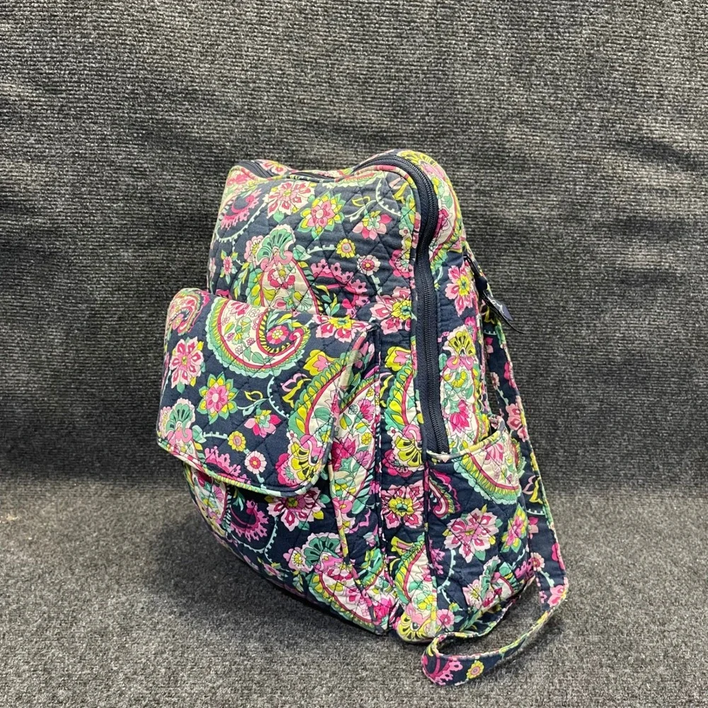 Vera Bradley Petal Paisley Print Travel Bag Womens Large Quilted Campus Backpack
